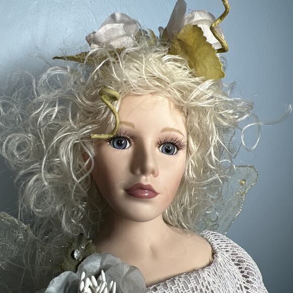 Vtg Show-stoppers Porcelain Fairy Lamp Collector Wings Roses Woodland - 16” Tall - Picture 6 of 13